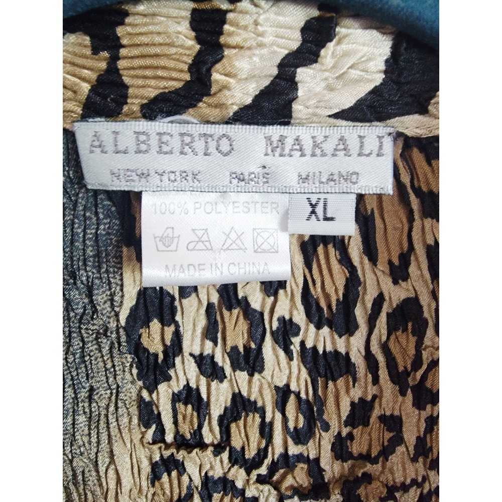 Alberto Makali Animal Print Button Down Top Blouse XL - Picture 5 of 8